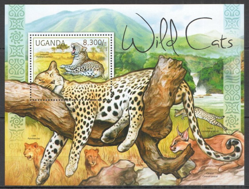 2012 Uganda Wild Cats Lions Leopards Animals Fauna Bl378 ** Ug054