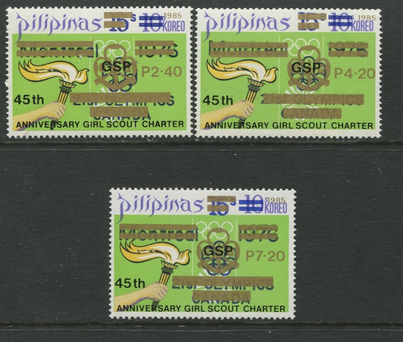 STAMP STATION PERTH Philippines #1758-1760 Scout Overprint MNH Set of 3