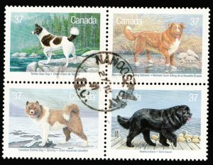 1988 Canada #1220a - Dog types of Canada. Used block w/ cds Nanoose Bay BC