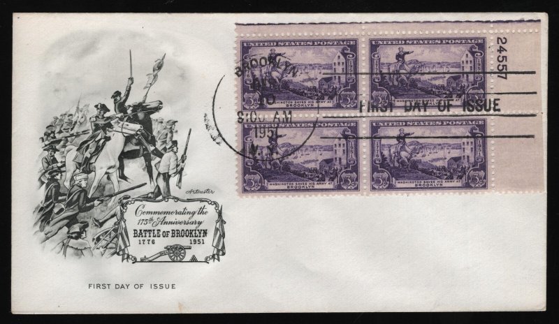 #1003 3c Battle of Brooklyn-Plate Block, Artmaster **ANY 5=FREE SHIPPING**