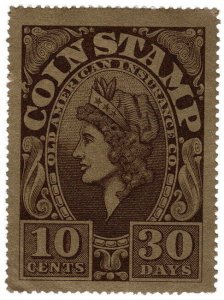 (I.B) US Cinderella : Coin Stamp 10c (Old American Assurance Co)