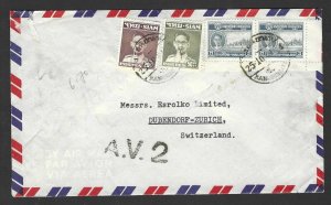 THAILAND 1944 AIR MAIL A.V.2 MARKING ON BACK TO ZURICH