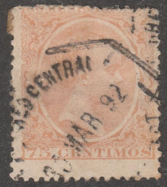 Spain stamp, used,Scott# 267, yellow orange, nice postmark #M414