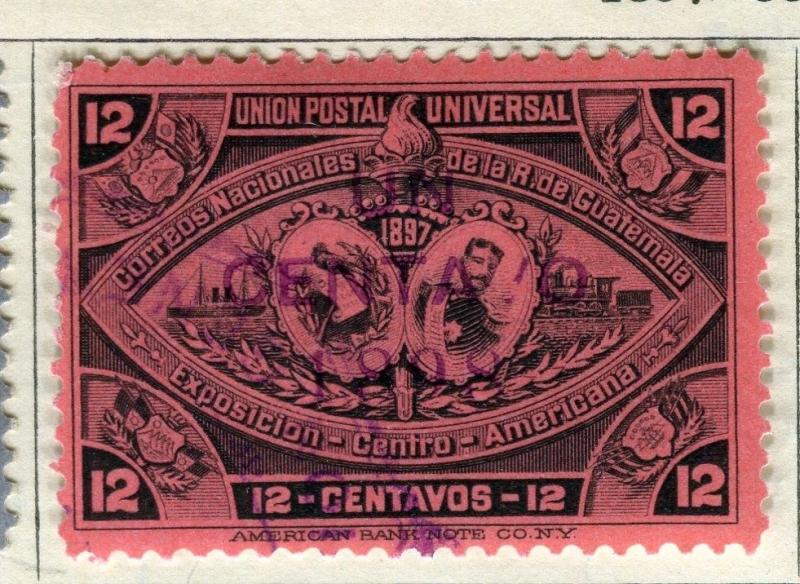 GUATEMALA;  1897 early classic issue fine used  12c. value