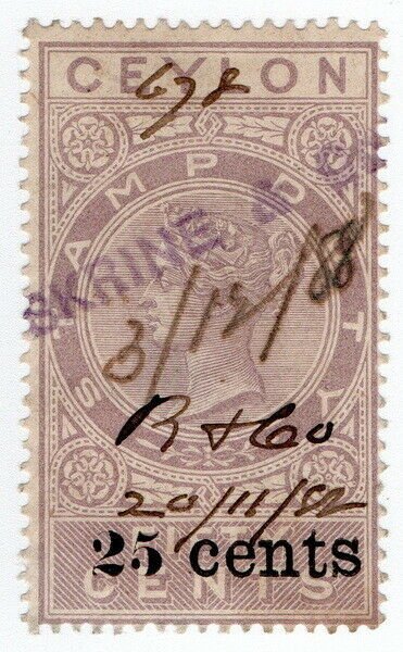 (I.B) Ceylon Revenue : Stamp Duty 25c on 50c OP