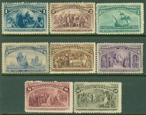 EDW1949SELL : USA 1893 Sc #230-37 Fine-Very Fine, Mint OG. Back faults. Cat $349