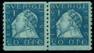 SWEDEN #165 (152Acx) 20ore Gustav, Pair w/wavy line wmk, og, NH Facit $1,120