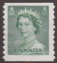 Canada 331 Queen Elizabeth II, Karsh Portrait 2¢ Coil 1953