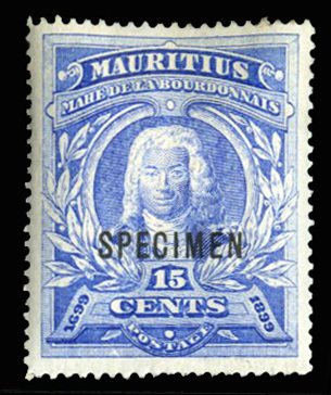 Mauritius #115S (SG 136s) Cat£80, 1899 15c ultramarine, overprinted Specimen...