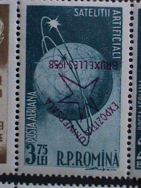 ​ROMANIA 1958 SC#C51a-C52a SPUTNIK I & THE EARTH-STAR OVER PRINT MNH  BLOCK-VF