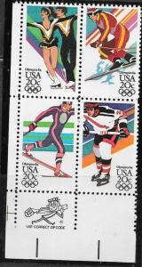 US #2067-70 Winter Olympics ZIP block of 4 (MNH) CV $2.25