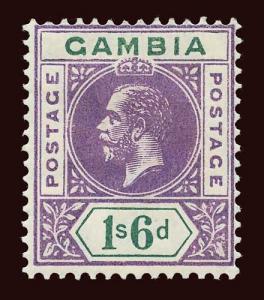 GAMBIA Scott #82 (SG 98) 1912 King George V unused HR, pencil notation