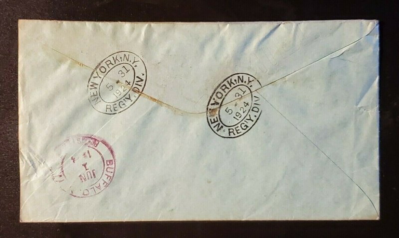 1924 St Kitts and Nevis Buffalo New York War Tax Overprint Multi Franking Cover  