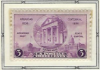 Catalog # 782 Single stamp Arkansas 100 Years