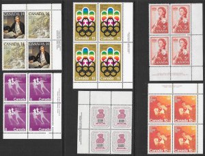 CANADA (230) Blocks and Imprint Blocks of 4 ALL Mint Never Hinged FV=C$73++