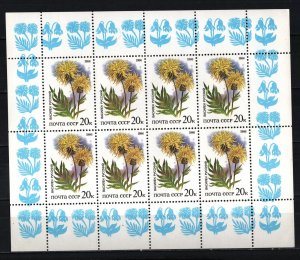 RUSSIA/USSR 1986 FLOWERS SHEET OF 8 STAMPS MNH