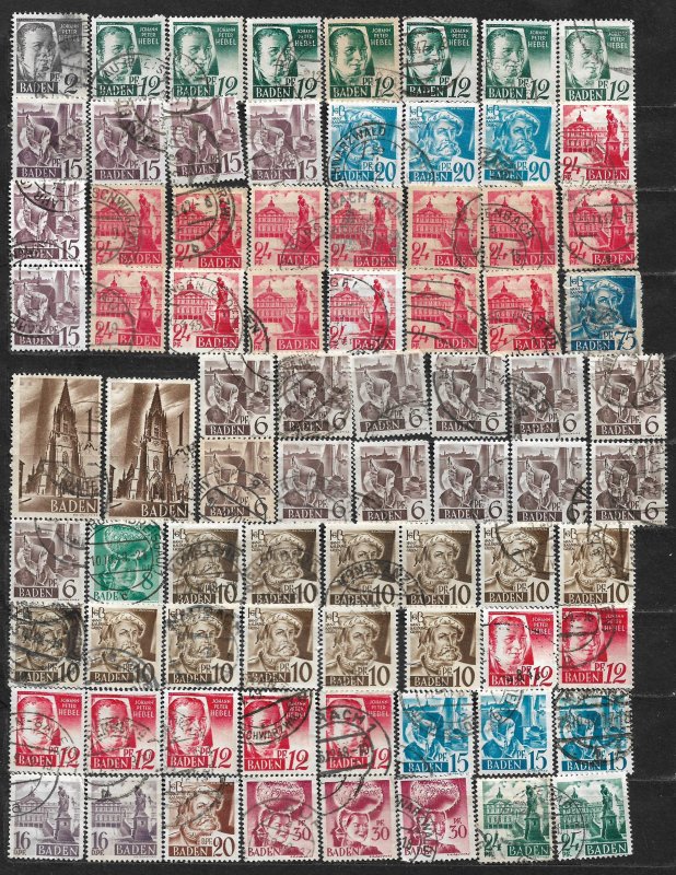 COLLECTION LOT OF 66 GERMANY  BADEN 1945+ STAMPS CLEARANCE CV+ $76