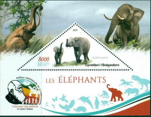 ELEPHANTS ANIMALS FAUNA CHARLES DARWIN MADAGASCAR 2019 MNH STAMP SET 4 SHEETS