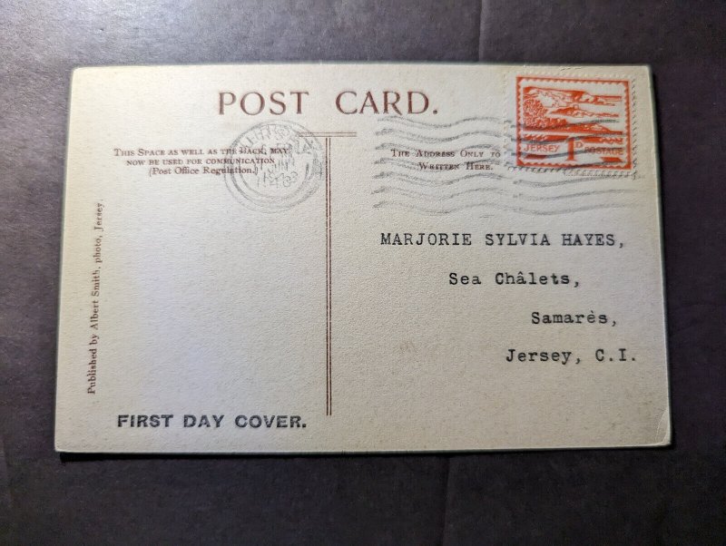 1943 British Channel Islands Postcard First Day Cover FDC Jersey CI Local Use