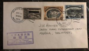 1943 Manila Philippines Japan Occupation First Day Censored Cover #N2 6 7 Locall