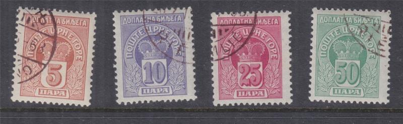 MONTENEGRO, Postage Due, 1907 set of 4, used.