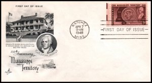 US 955 Mississippi Territory Artcraft Pencil FDC