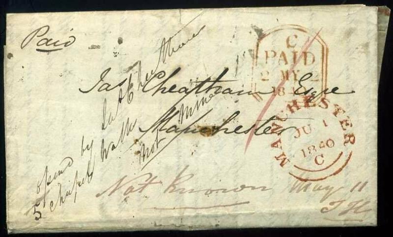 1840 Returned paid Letter Dead Letter Office with Letter
