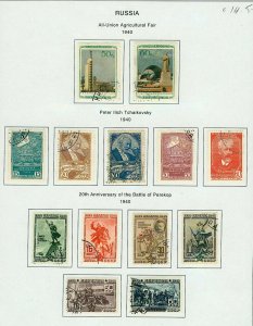 Russia 1940 collection of sets to include Liberation, Culture, Agricul FU Stamps