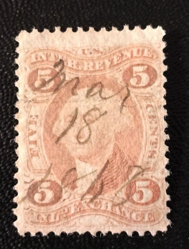 US #R27 Used 5c Inland Exchange Red Revenue Stamp 1866