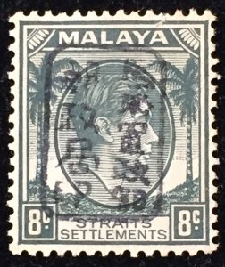 Malaya Japanese Occupation opt Straits  KGVI 8c (Black opt) MLH SG#J151b M5523