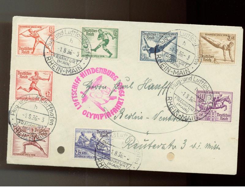 1936 Germany Hindenberg Zeppelin LZ 129 Olympics Cover comp set # B82-B89