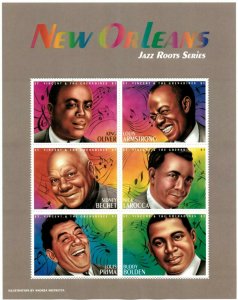 St. Vincent 1998 - New Orleans Jazz Roots Louis Armstrong Sheet of 6 Stamps MNH