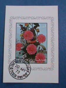 SHARJAH-STAMP:- 1972- LOVELY FLOWER- CTO AIR MAIL IMPERF:S/S SHEET #4