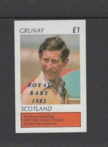 GRUNAY-SCOTLAND 1982 OVERPRINT ROYAL BABY MINT VF NH O.G IMP. S/S (2GR)