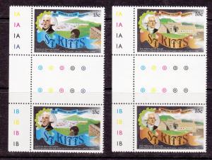 St. Kitts # 90-91, mint never hinged gutter pairs