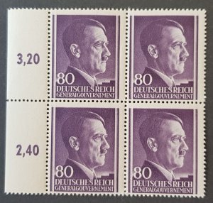 GERMANY THIRD 3rd REICH WWII OCC POLAND GENERAL GOVERNMENT BLOCK HITLER MNH