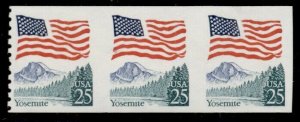 US #2280c, 25¢ Flag Over Yosemite, Imperf Transition Strip of 3, scarcer, og, NH