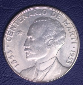 1953 Cuba Silver  50c Jose Marti Centenary Silver  Brilliant UNC