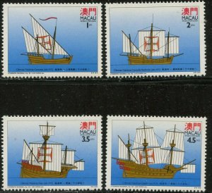 MACAU/MACAO Sc#711-714,714a 1993 Portugese Ships Set & Souvenir Sheet Mint OG NH