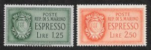 San Marino Scott E8-9 Unused HOG - 1943 Special Delivery Issue - SCV $0.50
