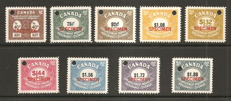 Canada Van Dam #FU74-FU82 specimens  Mint NH   CV $78.00