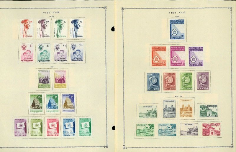 Viet Nam 1956-1975 M&U Hinged on 20 Scott International Pages.