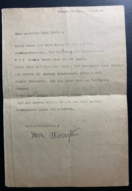 1945 Bergen Belsen Germany Concentration Camp KZ Cover to Aarhus Denmark