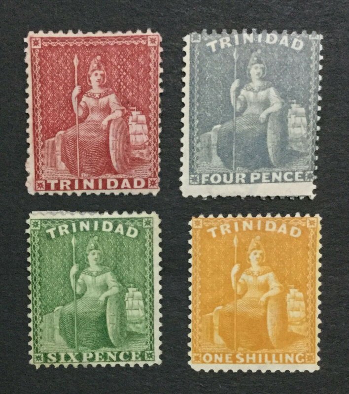 MOMEN: TRINIDAD SG #75-78 1876 CROWN CC P14 MINT OG H LOT #195860-4015