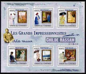 Comoro Islands 2009 CHILDE HASSAM American Painter Sheet Perforated Mint (NH)