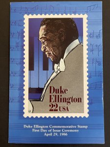 1986 Duke Ellington Stamp First Day Ceremony Program Sc# 2211