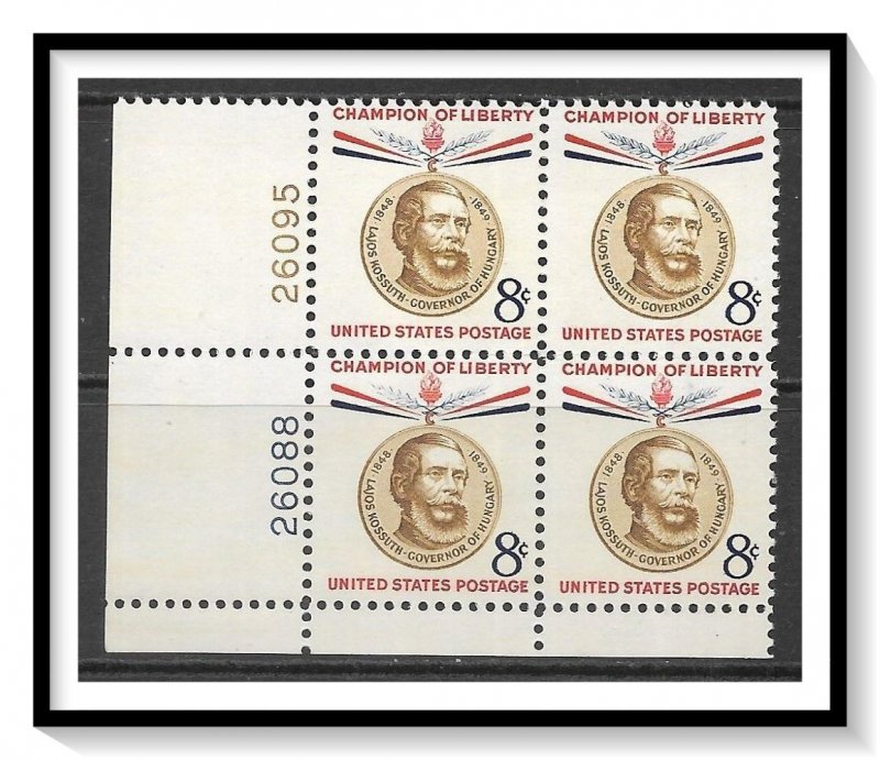 US Plate Block #1118 Lajos Kossuth MNH