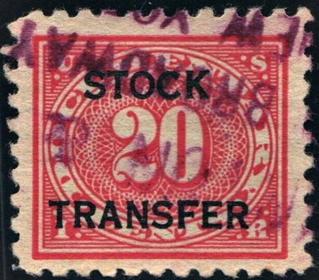 RD28 20¢ Stock Transfer Stamp (1928) Used / HipStamp