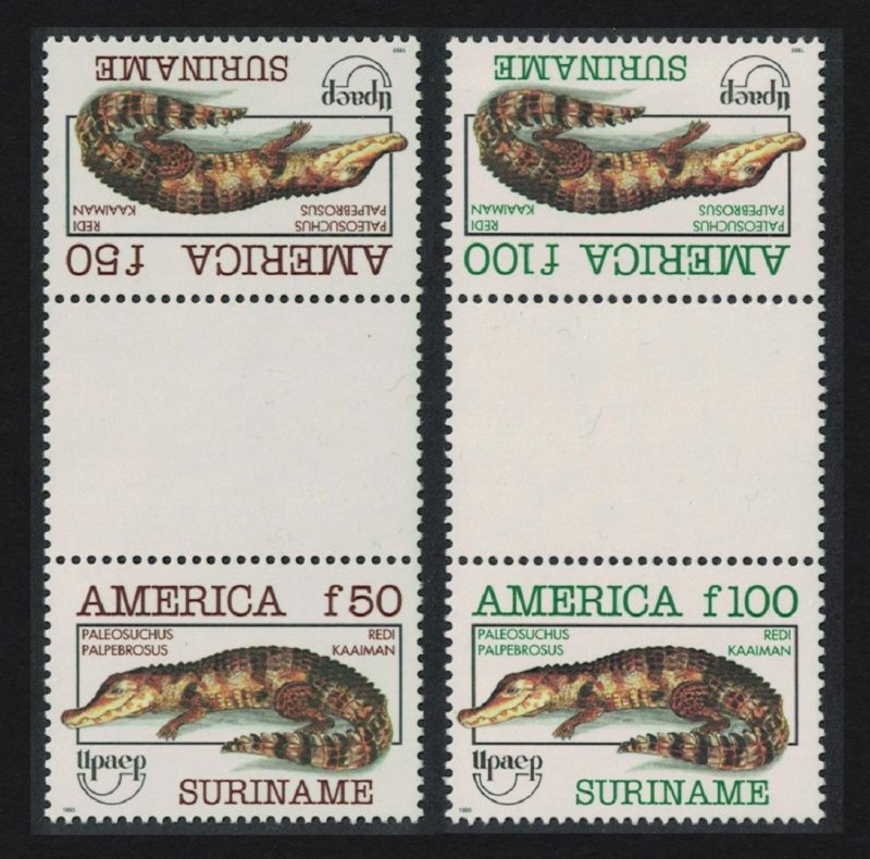 Suriname Cayman America Endangered Animals 2v Gutter Pair 1993 MNH SG#1567-1568