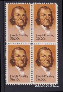 BOBPLATES #2038 Joseph Priestley Block of 4 F-VF NH SCV=$1.6